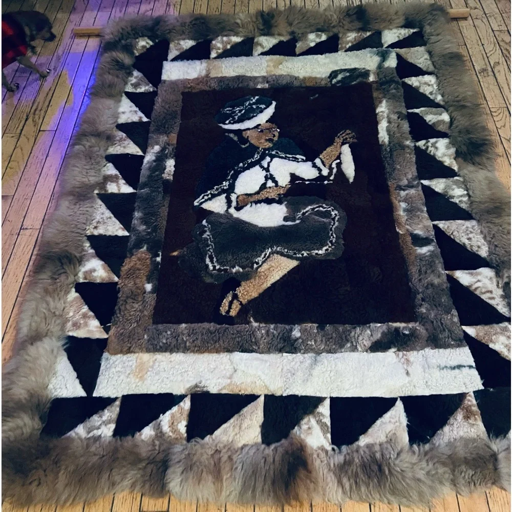 SUPER RARE Large Genuine Alpaca Wall-hanging Rug - “A Woman Scorned” - 68” x 51”